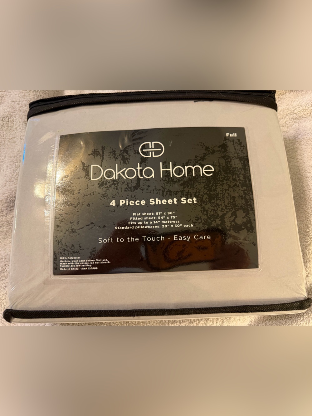 NIP Dakota Home Full Size Gray Bed Sheets - 4 Piece Set